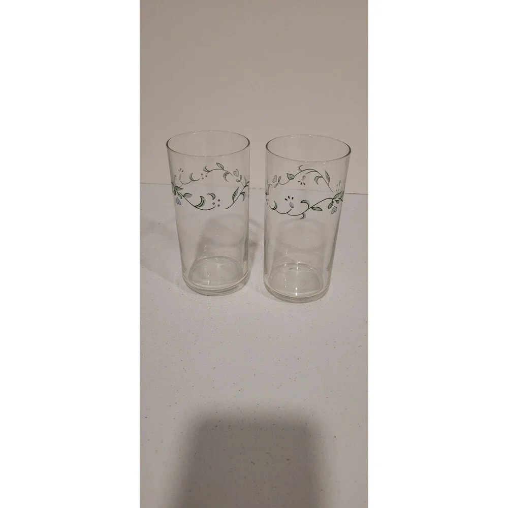 Corelle Country Cottage 16‑oz Glasses – Hearts & Vines – Set of 2 Tumblers